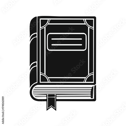 Classic closed hardcover book with bookmark simple flat graphic illustration