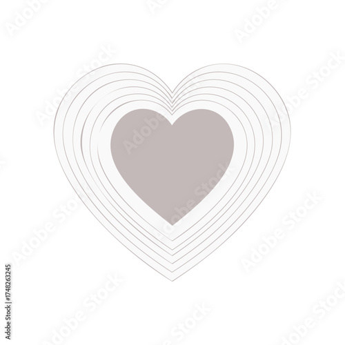 Minimalist Vector Heart with a Layered Paper Cut Effect in Muted Pastel Tones