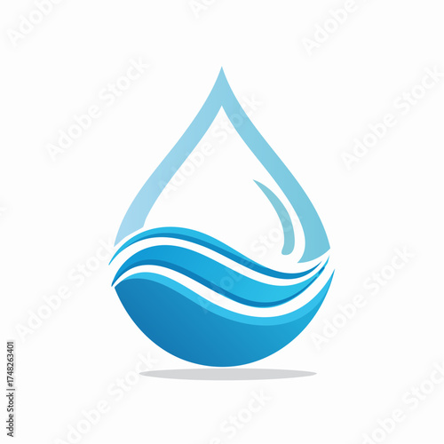 Minimalist water drop logo design with wave illustration for branding project