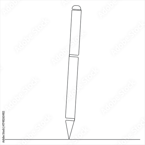 Continuous line drawing of classic ballpoint pen icon back to school minimalist education concept
