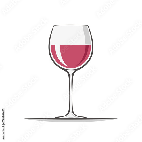 Minimalist Red Wine Glass Vector Illustration for Restaurant Bar Menu and Celebration Design