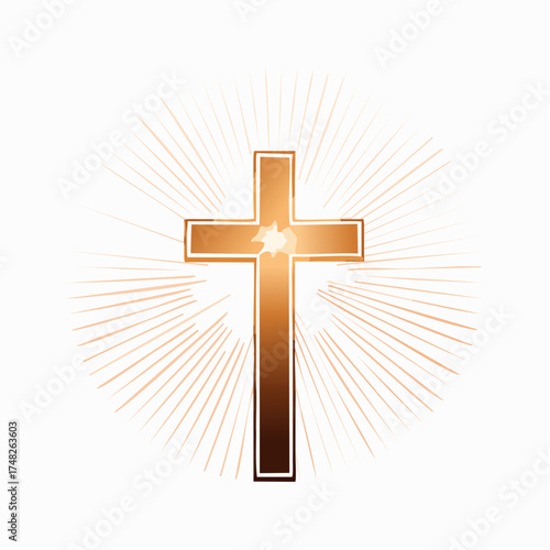Symbol of faith and hope: christian cross radiating divine light of salvation