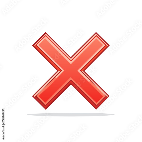 Red cross symbol design element graphic disapproval sign error icon cancellation mark