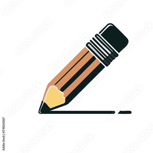 Illustration of a graphite pencil drawing a single straight line, representing creation or writing.
