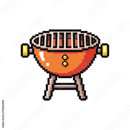 Pixel Art Grill - A Retro-Inspired BBQ Illustration.
