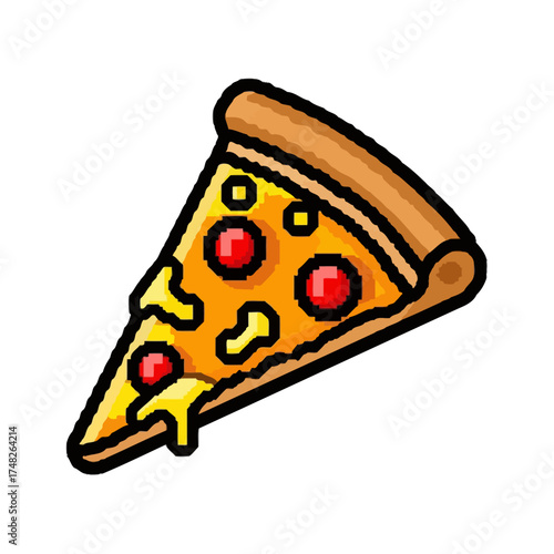 Delicious slice of pepperoni pizza with melted cheese and toppings.