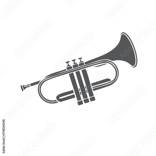 Silhouette Illustration of a Trumpet Musical Instrument