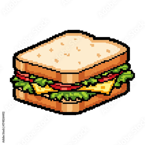 Delicious pixel art sandwich with fresh ingredients and toasted bread.
