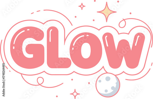 Abstract Vector Graphic 'GLOW' with Lighting Effect: Radiance, Energy, and Vibrant Concept Design Element