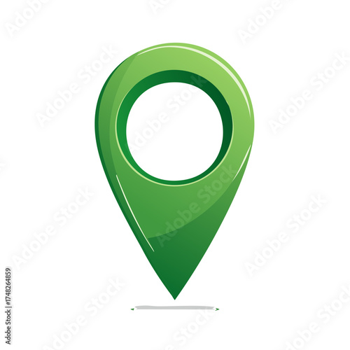 Green Location Marker Icon for Navigation and Travel, Gradient Style, Isolated