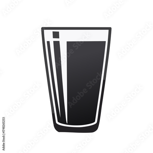 Tall glass with dark liquid and clean design
