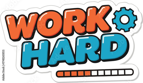Motivation Vector Graphic 'WORK HARD' with Brick Wall Effect: Dedication, Effort, and Resilience Concept Design