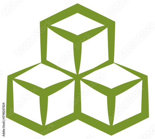 Cube icon vector symbolizing sugar content in food nutrition and sweet diet balance.