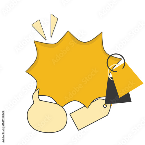 Cartoon Price Tags with Yellow Burst Graphic