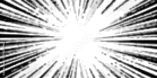 Abstract comic book flash explosion radial lines on transparent background. Vector illustration superhero design. Bright black light strip burst. Flash ray blast glow. Speed lines Manga frame. Anime