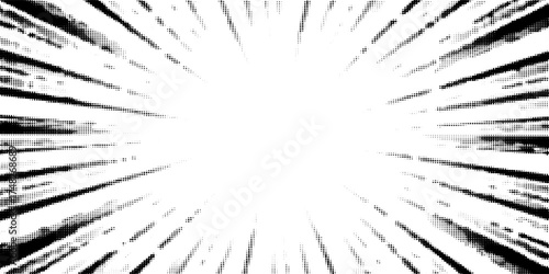 Abstract comic book flash explosion radial lines on transparent background. Vector illustration superhero design. Bright black light strip burst. Flash ray blast glow. Speed lines Manga frame. Anime