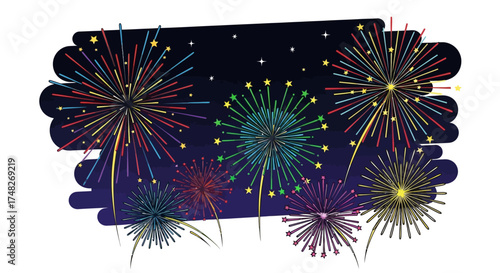 Vibrant and Dynamic Collection of Abstract Celebration Bursts – Festive Firework Inspired Graphic Elements for Event Design and Digital Art