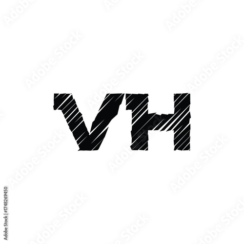 VH monogram logo design letter text name symbol monochrome logotype alphabet character simple logo