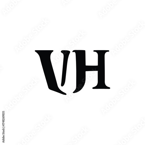 VH monogram logo design letter text name symbol monochrome logotype alphabet character simple logo