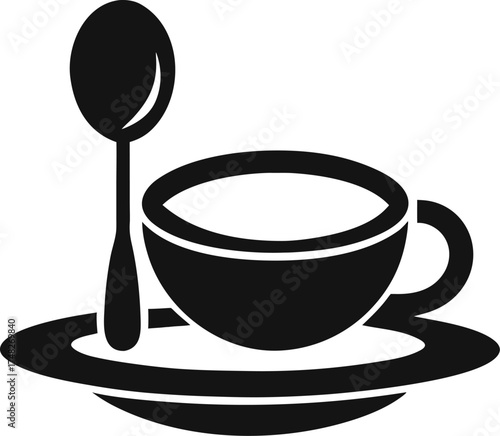 Spoon and saucer silhouette black icon