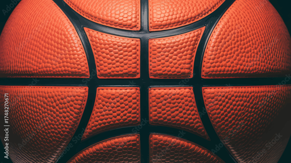 Fototapeta premium Close-up macro photograph of textured orange basketball lines and surface detail