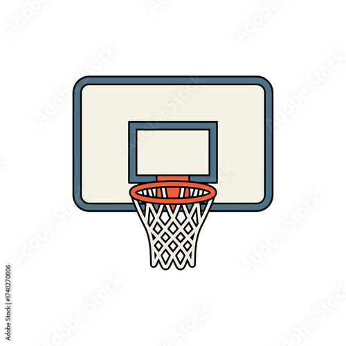 Simple basketball hoop and backboard minimalist graphic for sports and games