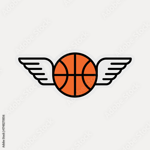 Minimalist basketball with wings logo design sports icon branding element