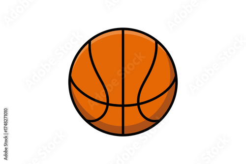 Simple and clean graphic of a classic orange basketball with black lines