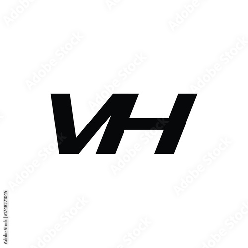 VH monogram logo design letter text name symbol monochrome logotype alphabet character simple logo