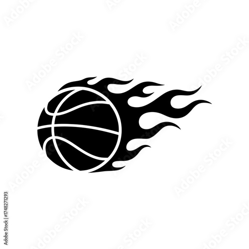 Tribal basketball flames logo black and white dynamic sports design element