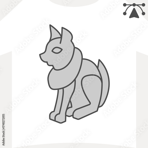 Sphinx statue isometric icon, souvenir concept. Vector graphics. Cat with a necklace sign and editable stroke, outline style icon for mobile or web design.