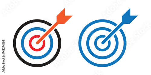 Target with Arrow Hitting Bulls eye Icon Symbol of Success Achievement.