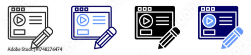 content creation icon set multiple style