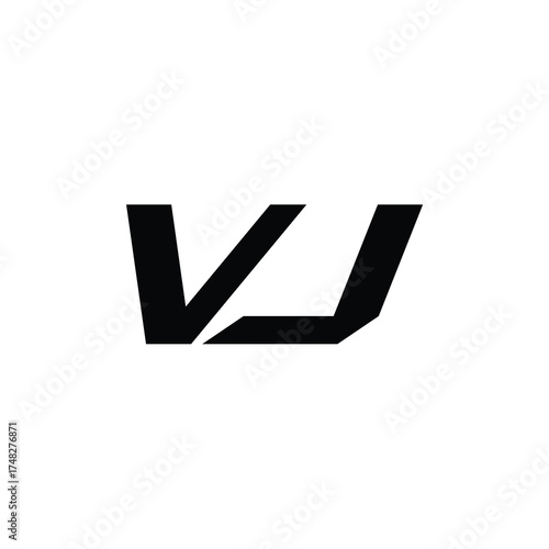 VJ monogram logo design letter text name symbol monochrome logotype alphabet character simple logo