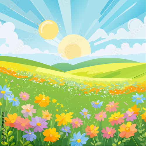 Frühlingswiese im Wind