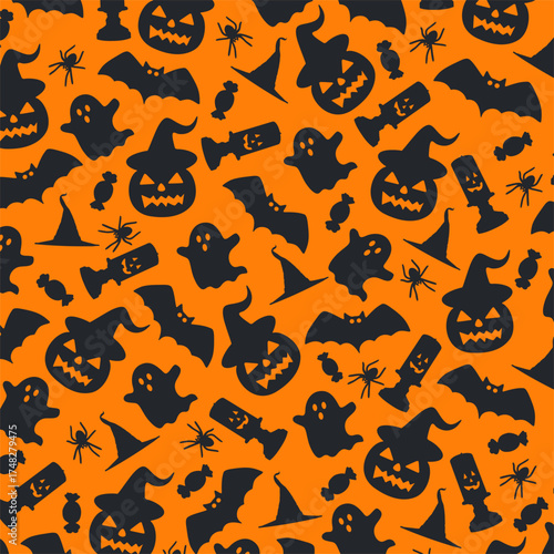 Halloween vector seamless pattern