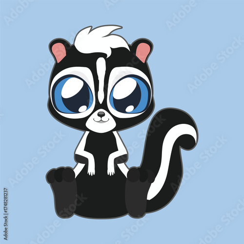 cute skunk animal creature in pixel art style with isolated background