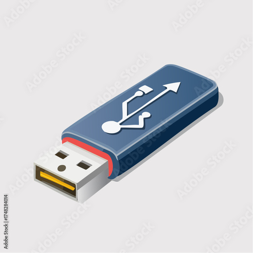 Portable Data Storage Flash Drive Vector Illustration
