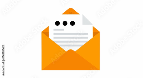 Orange envelope with a document and three dots