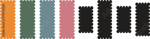 Scallop Wavy Frame Set Vector Illustration Isolated on White