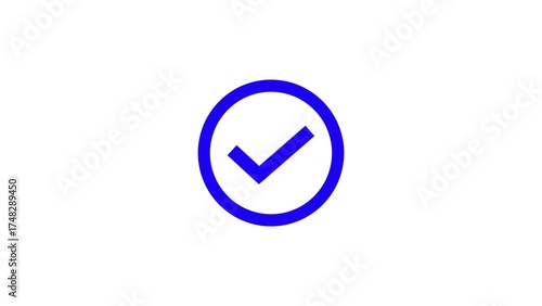 Free Download Simple blue check mark inside oval outline symbol representing approval success and completion on white background - GFXLoad