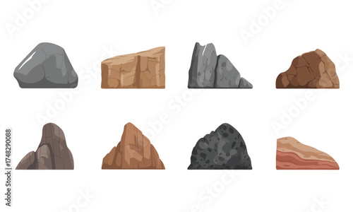 Rock formation set of vector illustration design isolated on white