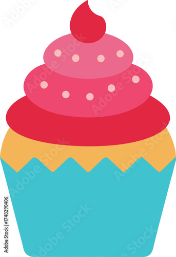 Cupcake with frosting clip art on transparent background