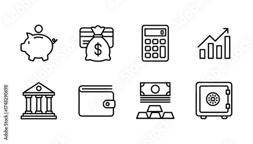 Finance & Banking Line Icons Pack.
