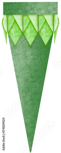 Watercolor Pleated Banana Leaf Cone
