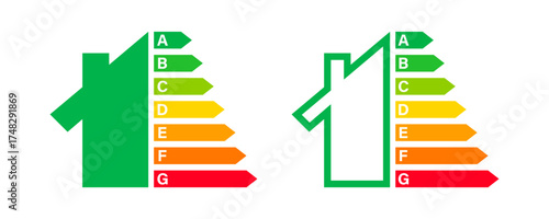 Nutri-score icons set. Isolatad Nutriscore stickers for packaging on white background. Food rating system signs : A, B, C, D, E. Vector illustration. EPS 10