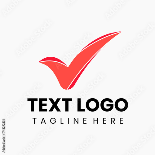 Dynamic red checkmark logo symbolizing approval, quality, and forward momentum