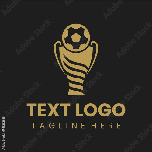 creative gold trophy logo, captivating soccer elegance, perfect for clients