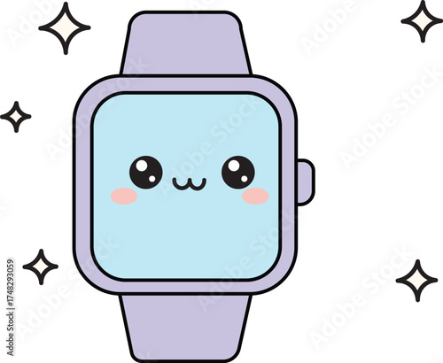 Kawaii Pastel Smartwatch Icon Vector