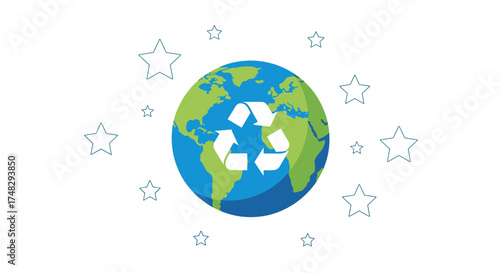 Earth globe with recycling symbol for environmental protection

